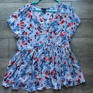 Torrid floral print babydoll top
